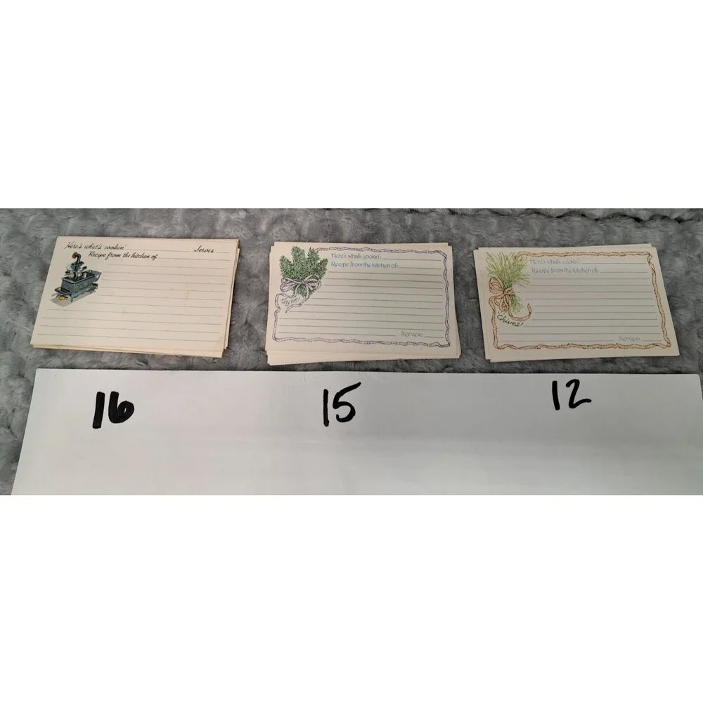 VTG Current Inc Recipe Cards Box Here's Whats Cookin' Set Thyme Chives Stove